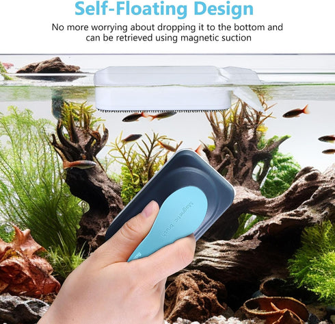 Aquarium Magnetic Glass Cleaner, Fish Tank Algae Magnet Tool with Detachable Scrapers