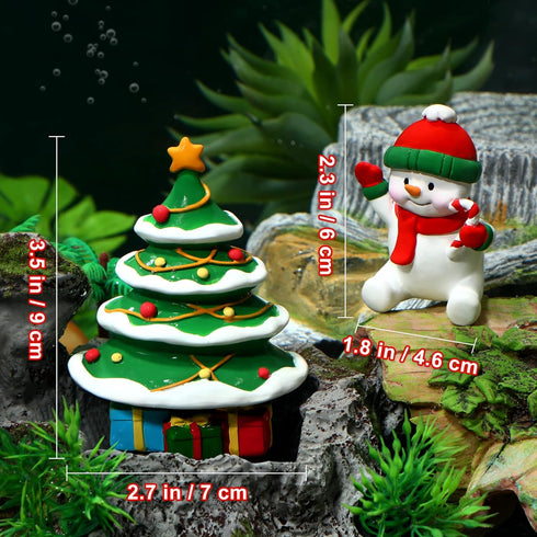 POPETPOP 2Pcs Christmas Aquarium Decorations, Resin Ornament Fish Tank Decoration Micro Landscape for Holiday