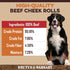 Premium Beef Cheek Rolls for Dogs 10-12" - (5-Pack) Long Lasting, Safe & Natural Rawhide Alternative Chews