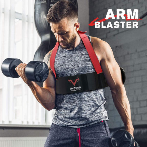 Tikaton Arm Blaster with Wrist Wraps for Biceps & Triceps, Adjustable Bicep Curl Support for Bodybuilding
