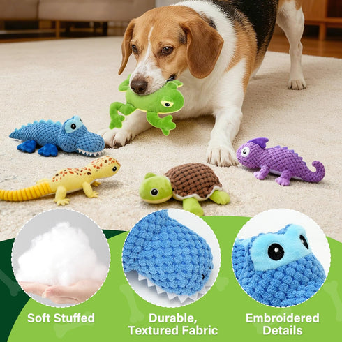 5 Pack, Prime Pets Dog Toys, Plush Crinkle Squeaky Dog Toys, Assortment Value Bundle Animal Pet Toy for Small Medium