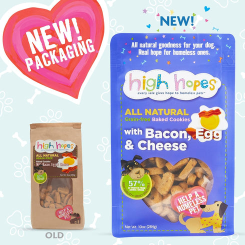High Hopes - Every Purchase Gives Hope to Homeless Pets - Grain Free Bacon, Egg & Cheese Cookies