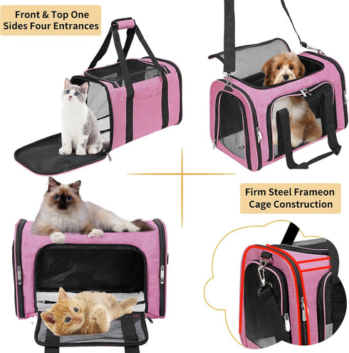 LEHNI 16 Lbs, Soft-Sided Cat/Dog/Pet Carrier, Collapsible Pets Travel Carriers for Big Cats/Small Dogs with Shoulder