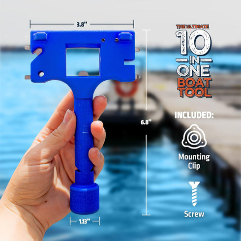 10-in-1 Boat Gadget Boat Tool - Must-Have Boat Accessory with Gas Cap Key, Fishing Line Cutter, Bottle Opener, Whistle