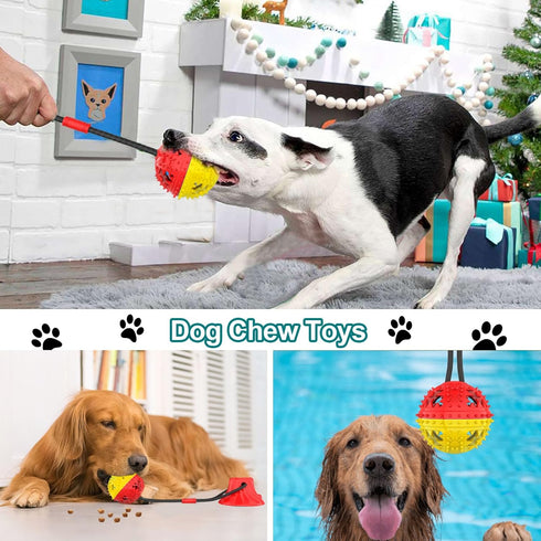 Jenilily Dog Toys Chew for Aggressive Chewers, Rope Ball Suction Cup Puppy Training Tug of War Puzzle Toy