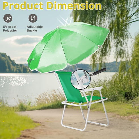 Beach Umbrella Chair for Adults, Folding Heavy Duty Camping Chair,Lightweight High Back Beach Lounge Chairs Shade Chair