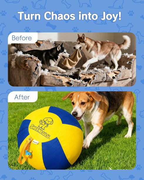 SHEENLULU 18'' Herding Ball for Dogs, Dog Traing Balls with Handle and Bell, Australian Shepherd, Border Collie, Cattle