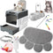 Tioncy 7 Pcs Small Cat Kitten Starter Kit - Cat Litter Box with Shovel, Cat Paw Litter Mat, Automatic Bowls, Toy Teaser