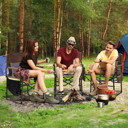 VINGLI Camping Chairs, Directors Chair, Camping Chair with Side Table & Carry BagHeavy Duty Camping Chairs for Adults