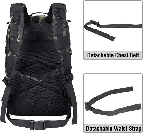 Prospo 40L Military Tactical Shoulder Backpack, Molle Bag Pack for Assault Survival, Fishing Tackle Storage