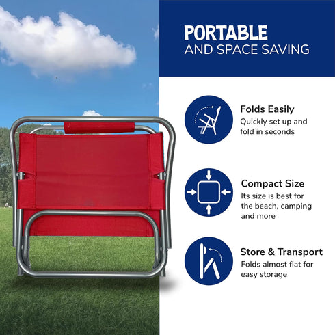 Cabana Beach 1 Folding Beach Chair, Position Lightweight and Portable Foldable Outdoor Camping Chair
