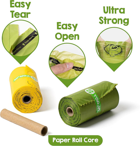 360 100% YORJA Dog Poop Bags Rolls, Pet Waste Bags, Leak Proof Extra Thick and Strong Corn Starch Blend