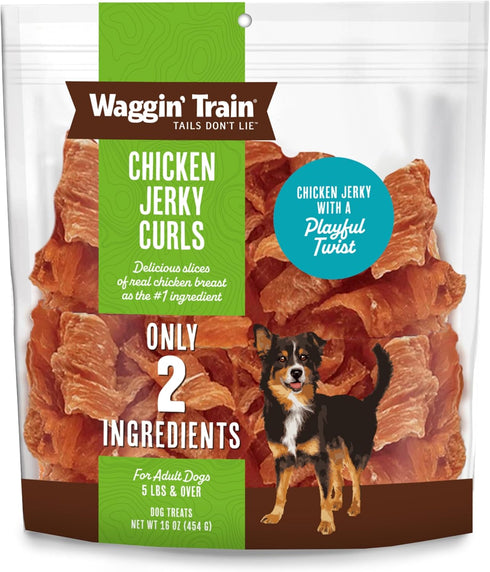 Waggin' Train Chicken Jerky Curls Limited Ingredient, High Protein, Grain Free Dog Jerky Treat - 16 oz Pouch