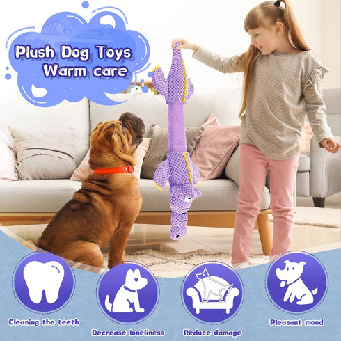 WOWBALA Interactive Tug of War Dog Toys for Small to Large Breeds-Squeaky Plush Puppy Toys with Crinkle Paper, Stuffed