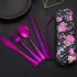 Travel Utensils Reusable Silverware Set - Portable Cutlery Set with Waterproof Carrying Case for Lunch Boxes