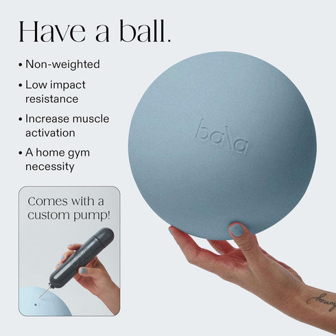 8" 100% Bala Pilates Ball, Non-Weighted Exercise Ball - Small Yoga Ball for Barre, Stretching, Strength & Core Training