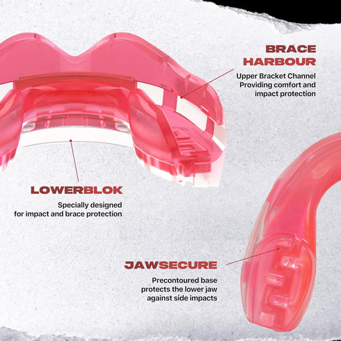 SAFEJAWZ Mouthguard for Braces, Upper & Lower Protection, Remoldable Mouth Guard with Case for Boxing, Basketball,