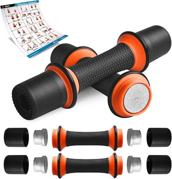 SQUATZ 5 lbs. Dumbbell Weight Set - Adjustable All-in-One Versatile Dumbbells for Women, Home Gym Training