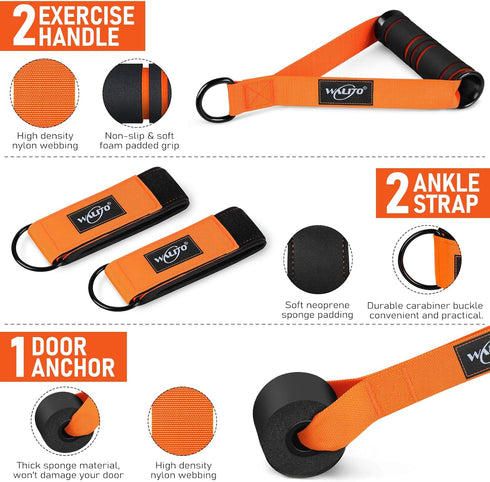 WALITO Resistance Bands Set, Exercise Bands with Handles, Door Anchor, and Ankle Straps for Home Workouts