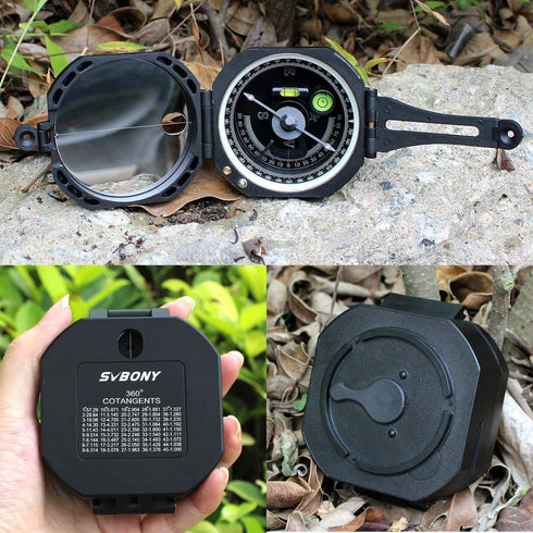 SVBONY Camping Military Compass, Pocket Transit Multifunction Lensatic Sighting Waterproof with Strap