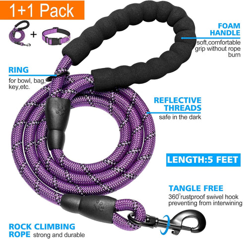 Reflective Dog Collar Padded with Soft Neoprene, Breathable Adjustable Nylon Collars for Small Medium Large Dogs