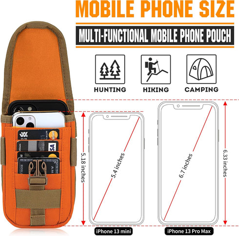 IronSeals Compact Tactical Molle Pouch | EDC Waist Pack Phone Holster for 4.7"-6.9" Phones with Card Slots