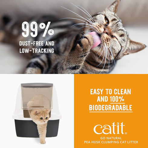 Catit Go Natural Pea Husk Clumping Cat Litter, Lightweight, Dust Free, Flushable Kitty Litter, 12.3 Lbs, Lavender
