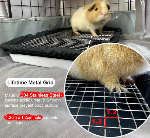 DOZZOPET 2 Rabbit,Ferret,Chinchilla Guinea Pigs Litter Box with Stainless Steel Grid & Reusable Waterproof Liners