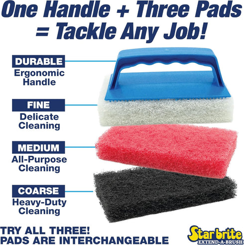 STAR BRITE Scrub Pad with Handle - Fine White (040129)
