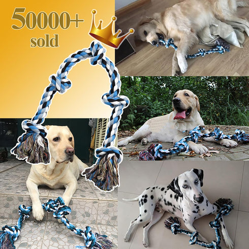 Dog Toys for Aggressive Chewers, Tough Rope Chew Toys for Large Medium Dogs, 3 Feet 5 Knots Cotton Rope