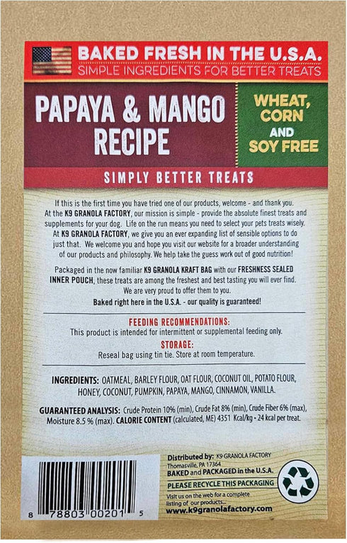 K9 Granola Factory Papaya and Mango Coconut Crunchers