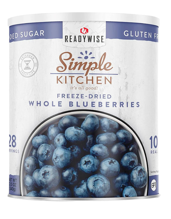 READYWISE - Simple Kitchen Freeze Dried Whole Blueberries, 28 Servings, Vegan, Gluten