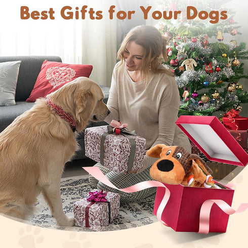 Squeaky Dog Toys, Tug of War Toy for Large Dogs, Plush Puppy Toys with Pull Rope, Interactive Toys for Small, Medium,