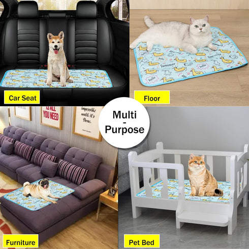 Dog Ice Pad Ice Silk Cooling Mat for Cats and Dogs, Breathable Summer Cool Bamboo Pad (Duck, S)
