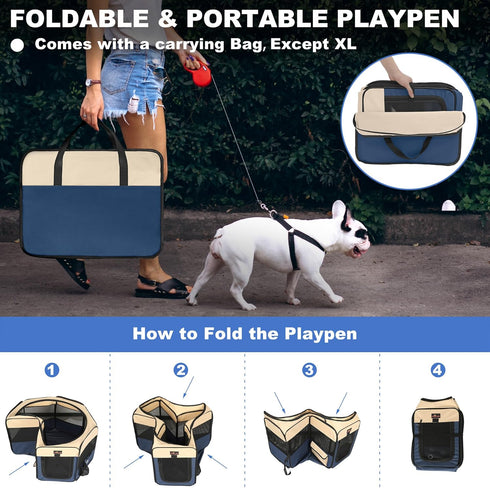 Aivituvin Dog Playpen, Foldable Pet Play Pens with Carrying Bag for Cat, Puppies, Rabbits, Portable Dog Tent Crates