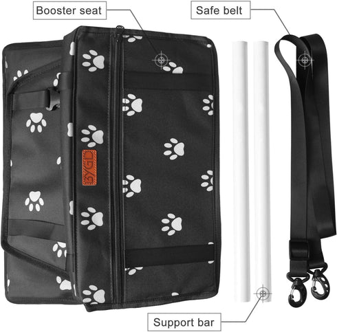 BYGD Pet Dog Booster Seat | Upgrade Support Rod | Breathable and Foldable Pet Car Basket | Portable Seat for Small and