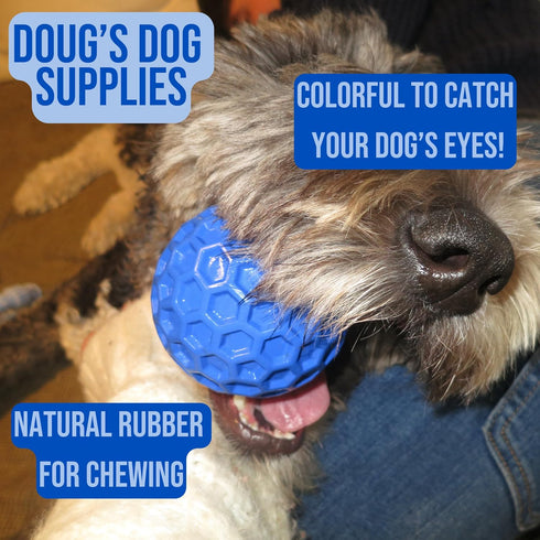 Doug's Dog Supplies Honeycomb Squeaky Ball, Squeaky Balls for Medium to Large Dogs (Blue, 1)