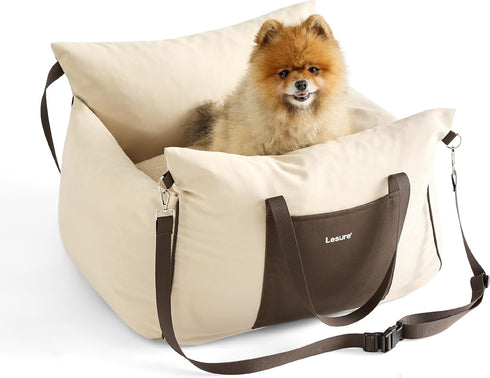 Lesure Small Dog Car Seat for Small Dogs - Dog Booster Seat for Car with Waterproof Bottom, Clip-On Safety Leash
