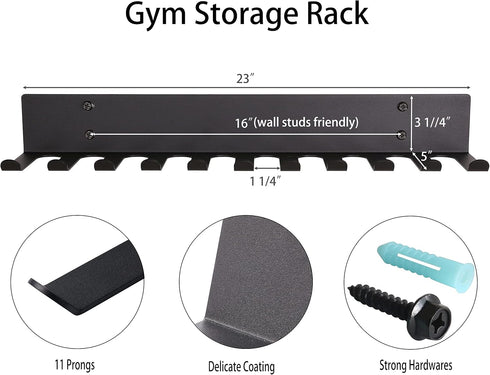 Heavy Duty Multi-Purpose Gym Equipment Storage Rack, Resistance Bands Hanger, Barbell Rack for Exercise Accessories