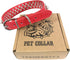 TEEMERRYCA Adjustable Microfiber Leather Spiked Studded Dog Collars with a Squeak Ball Gift for Small Medium Large Pets Like Cats/Pit Bull/Bulldog/Pugs/Husky, Red, XL 17.7-20.5 inches