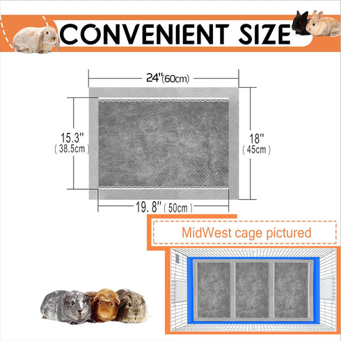 GINIDEAR 18''x24'',50 Count Guinea Pig Bedding, Disposable Guinea Pig Cage Liners, Charcoal Odor Controlling Absorbent