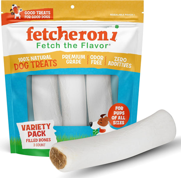 Stuffed Dog Bone, 5 to 6 Inches, Variety Pack - Long Lasting Chew for Training and Treats
