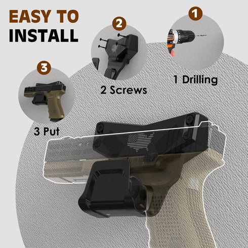 Magnetic Gun Mount for Car, Rated Max 15 LBS, Gun Holder for Pistol, Shotgun, Conceal in Desks, Safes, Walls