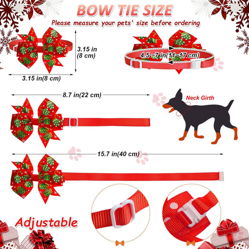 Christmas Adjustable Dog Ties Set - 85 Pcs Includes Bow Tie, Neckties, Flower Bowknot, Bandana, Scarf for Xmas Puppy Cat