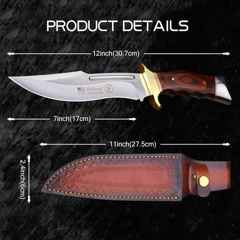 WPKOPYA DeHong-78 Hunting Knife, Tactical Fixed Blade Knife with Sheath