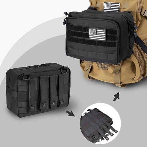 Jueachy Tactical Molle Pouch, Large Admin Bag Utility Tool Pouches, Expandable Molle Accessories Organizer with U.S.A