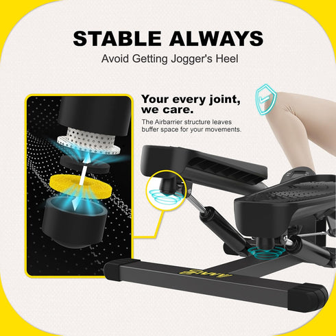 Twist Stepper with Resistance Bands, Mini Stepper Machine for Full Body Workout, 300LBS Weight Capacity