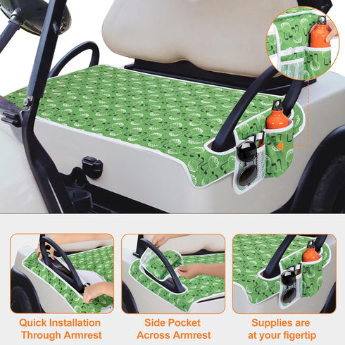 Golf Cart Seat Covers - Towel Blanket with 4 Pockets & Non-Slip Bottom for EZGO, Club Car, Yamaha