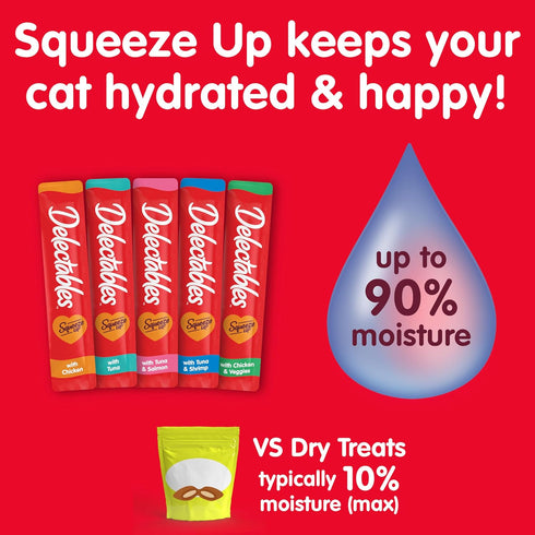 Hartz Delectables Squeeze Up Variety Packs, 72 Count - Interactive Lickable Wet Cat Treats