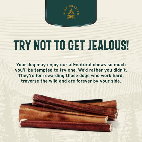 Hank & Roy Bully Sticks, 12" - 4 Pack, All-Natural Chews for Large Breed Dogs and Aggressive Chewers